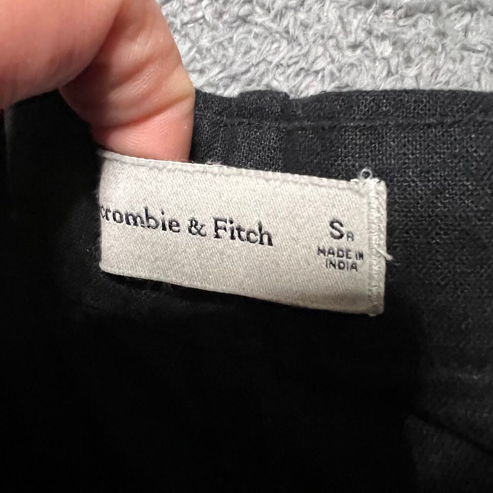 Abercrombie & Fitch Pants Womens Small Linen Wide Leg Black Relaxed Trouser - Picture 5 of 10